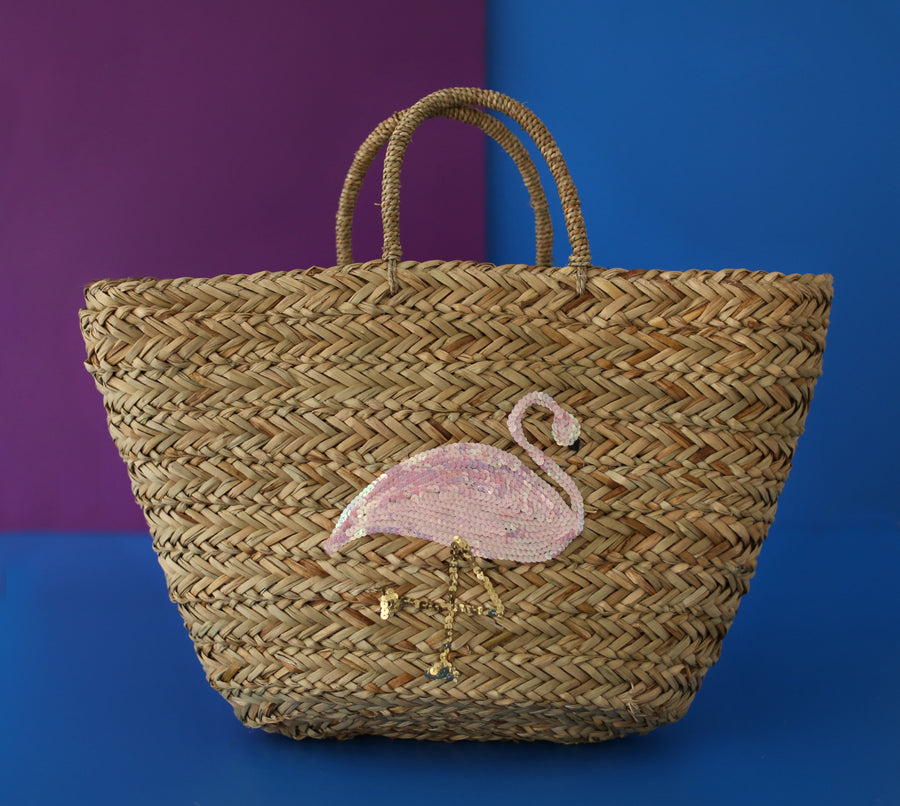 Bucket beach bag-flamingo