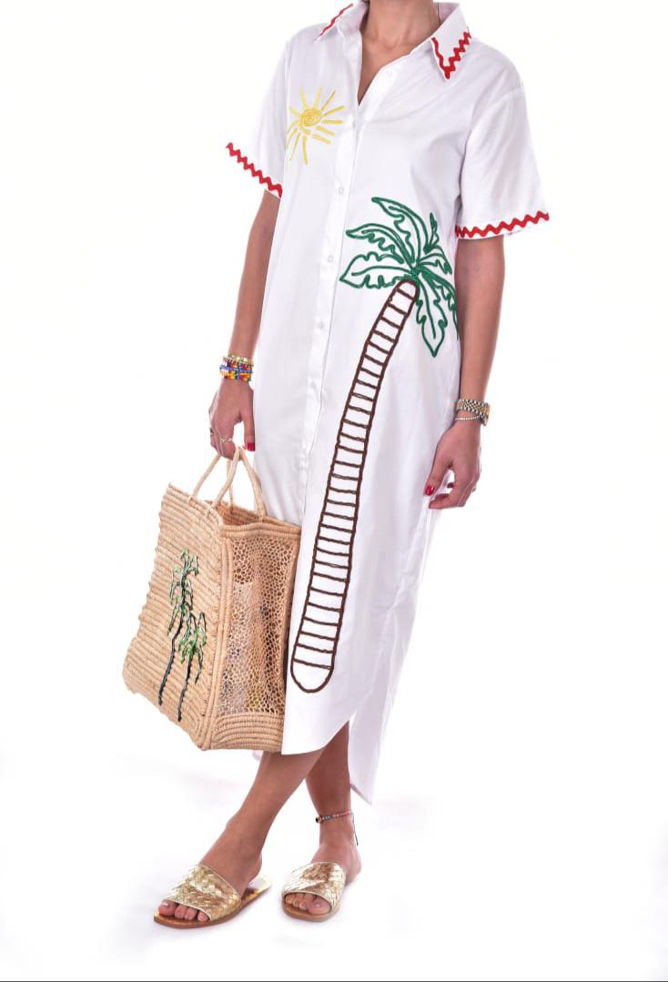 Palm shirt dress
