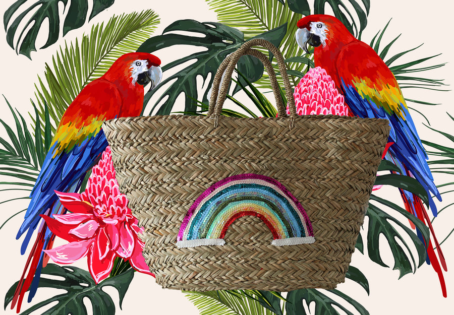 Bucket beach Bag-rainbow
